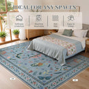 8x10 Area Rugs with Insect Print - Bug Rug Non-Shedding Stain Resistant Soft Carpet for Bedroom, Low Pile Ultra-Thin Machine Washable Carpet for Dining Room, Kids Nursery, Office (8'x10' Blue) by TinyTreasures Baby Boutique