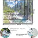 Nature Forest Mountain Tapestry Green Pine Tree Stream Tapestry White Clouds Flowing River Valley Landscape Scenery Tapestries Wall Hanging for Bedroom Dorm Living Room Office Classroom 60 x 40 Inch by CozyNest Decor