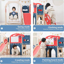 12 in 1 Toddler Outdoor Playset with Swing, Indoor Swing and Slide Set Playground for Toddlers 1-3, Durable Climber Basketball Hoop Ball Toddler Indoor Playset for Home Playground - Red Blue by TinyTreasures Baby Boutique