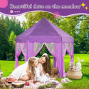 Purple Princess Castle Tent for Girls with Fairy Star Lights Play Tents for Kids Hexagon Playhouse Fairy Toys for Children or Toddlers Indoor or Outdoor Games by TinyTreasures Baby Boutique
