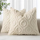 decorUhome Fall Throw Pillow Covers 26x26 Inch Set of 2, Soft Plush Decorative Faux Fur Beige Solid Couch Pillow Covers, Accent Farmhouse Neutral Square Euro Pillow Cases for Sofa Bed Living Room by CozyNest Decor