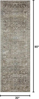Loloi Layla Collection LAY-13 Antique/Moss 2'-6" x 7'-6" .13" Thick Runner Rug, Soft, Durable, Vintage Inspired, Distressed, Low Pile, Non-Shedding, Easy Clean, Printed, Living Room Rug by CozyNest Decor