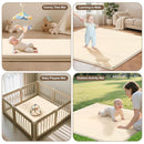 Baby Play Mat 47x47 Inches, Extra Thick 1.2" Foam Floor Mat for Tummy Time & Crawling, Waterproof Non-Slip Faux Leather Playpen Mat for Infants Toddlers, Indoor Outdoor Gym Activity, Beige by TinyTreasures Baby Boutique