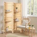Osparple Room Divider with Shelves 4 Panel Wooden Folding Room Dividers Privacy Screen Wall Divider for Room Separation for Office and Apartment, Natural by CozyNest Decor