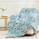 Ultra Soft Luxury Faux Fur Throw Blanket for Counch,Fuzzy Fluffy Plush Warm Cozy Elegant Wrinkled Blanket for Sofa Bedroom Living Room,（50"x60",Tie-dye Freshwater Blue） by CozyNest Decor