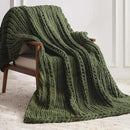 Chunky Knit Throw Blanket, 60''*80'' Knitted Throw Chenille Yarn for Bed Couch, Handmade Green Crochet Big Thick Blanket, Machine Washable Cute Comfy Blanket for Home Decor by CozyNest Decor
