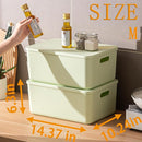 4 pack large plastic White storage bins Baskets, Toy Box Chest with Lids and Handle，Organizer Containers for Baby，Kids,snacks,Nursery，Shelves，Playroom, Bedroom，Office,Closet，home by TinyTreasures Baby Boutique