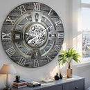 The Gears Clock Real Moving Gear Wall Clock England Line (Carbon Grey, 36 inches (90 cm)) by CozyNest Decor
