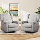 Swivel Rocker Recliner Chair Set of 2, Nursery Glider Chair, Nursery Rocking Chairs, Manual Reclining Chair, Grey by TinyTreasures Baby Boutique