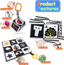 KUANGO 3 PCS Black and White High Contrast Baby Toys Newborn Toys 0-6 Months, Visual Stimulation Sensory Soft Book, Infant Tummy Time Toys 0-3-6 Months Baby Gifts by TinyTreasures Baby Boutique