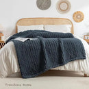 Chunky Knit Blanket Throw, 100% Hand Knit Throw Blanket Handmade Chenille Cable Knit Throw for Couch, Stylish Cozy Soft Rope Knot Crochet Blanket for Home Decor, Blue Mirage, 40x50 Inches by CozyNest Decor