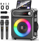 Karaoke Machine with 2 Wireless Microphones,【Upgraded 6.5"Woofer & 2"Tweeter】Portable Bluetooth 5.3 Karaoke Speaker, PA System with Bass/Treble/Echo Adjustment, Supports USB/AUX/TF/TWS for Home Party by TinyTreasures Baby Boutique