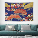 HZOHNAGO Japanese Tapestry Art Abstract Colorful Cherry Blossom Blue Background Pattern Printed Wall Tapestry Painting Wall Hanging for Bedroom Living Room Dorm 90" W x 60" H by CozyNest Decor