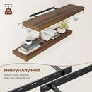 Wide Floating Shelves for Wall 12 Inch Deep, 36" X 12" X 2" Floating Shelf, 2 Inch Thick Shelf for Bathroom Bedroom Kitchen Book Room, Heavy Duty 65lbs Shelves for Farmhouse Decor Set of 2, Walnut by CozyNest Decor