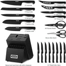 McCook® Premium Black Knife Sets,German Stainless Steel Kitchen Knives Block Set with Built-in Sharpener by CozyNest Decor