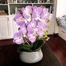 SJC Orchids Artificial Flowers with Gray Vase Purple Faux Orchid Phalaenopsis Arrangements for Kitchen Table Centerpiece Home Decoration Indoor(3.54" D x 7.87" W x 20" H) by CozyNest Decor