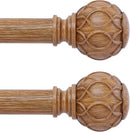 2 Pack Wood Curtain Rods for Windows 66 to 120 Inch,1 Inch Adjustable Curtain Rod Set,Heavy Duty Curtain Rods,Wooden Netted Texture Drapery Rods,Single Window Curtains Rods 66-120",Brown Wood by CozyNest Decor