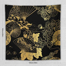 HZOHNAGO Japanese Tapestry Gold Flowers Umbrella Fan Pattern Printed Wall Tapestry Painting Wall Hanging for Bedroom Living Room Dorm 60" W x 60" H by CozyNest Decor