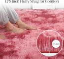 Area Rugs 9x12, Fluffy Rugs for Living Room, Ultra Soft Rugs for Bedroom, Non-Slip Indoor Carpet for Nursery, Kids Room, Playroom, Home Decor, Tie-Dyed Dark Pink by TinyTreasures Baby Boutique
