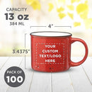 DISCOUNT PROMOS Custom Ceramic Campfire Coffee Mugs 13 oz. Set of 10, Personalized Bulk Pack - Perfect for Tea, Espresso, Cappuccino, Hot Cocoa - Red by TinyTreasures Baby Boutique