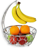 Simple Houseware Fruit Basket Bowl with Banana Tree Hanger, Chrome Finish by CozyNest Decor