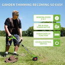 21V Electric Weed Wacker Eater Battery Powered, Cordless Weed Trimmer with 2 Battery Operated & Wheels, 3 in 1 Lightweight Grass Trimmer/Edger/Brush Cutter for Garden Yard Lawn by GreenHaven Gardens