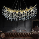 Modern Crystal Gold Chandelier, 55" Large Rectangular Oval Tree Branch Crystal Chandeliers for Dining Room,16-Light Flush Mount K9 Crystal Chandeliers, for Kitchen Island,Dining Room by CozyNest Decor