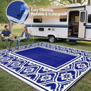 RV Outdoor Rug Waterproof Mat 9'x12' Camping Carpet Outside Area Rugs Reversible Light Blue Rugs for Deck Entryance Porch Picnic Balcony Beach by GreenHaven Gardens