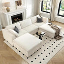 118" Cloud Couch Modular Sectional Sofa for Living Room,Modern Sofa with Deep Seat，U-Shape Boneless Couch with 2 Ottoman,Comfy Upholstered Corduroy Couches for Apartment, Studio, Office,Bedroom，White by CozyNest Decor