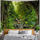 AMM Green Rainforest Tapestry Nature Forest Tapestry for Bedroom Aesthetic Misty Tropical Jungle Trees Flowing Stream Landscape Tapestries Wall Hanging for Living Room Dorm 60 x 44 Inch by CozyNest Decor