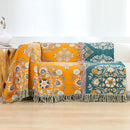 Boho Throw Blanket for Bed,100% Cotton Ultra Soft Lightweight Muslin 4-Layer Breathable Woven Throws 90''x 98'' Blanket Yellow Floral Printed Farmhouse Decor Bed Blankets by CozyNest Decor