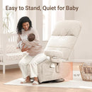 Nursery Swivel Glider Recliner Chair with Adjustable Armrests & Headrest, Rocking Chair Nursery with Removable Cover for Breastfeeding, FSC & Oeko-TEX Certified, Beige by TinyTreasures Baby Boutique