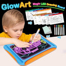 Magic LED Drawing Board for Kids, Toys for Boys Ages 5-7, Light Up Tracing Pad with 9 Double-Sided Cards, 6 Washable Pens, Glow Up Toys for Kids 4-6 Year Old Christmas Birthday Gifts by TinyTreasures Baby Boutique