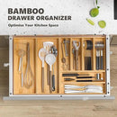Kitchen Drawer Organizer Bins, Stackable Bamboo Deep Drawer Organizer for Silverware, Utensils, Cutlery, Flatware, Junk Drawer, Dresser, Bathroom, 6" x 3" x 2.5" (Set of 2) by CozyNest Decor