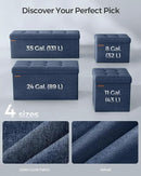 SONGMICS MAZIE Collection - 30 Inches Folding Storage Ottoman Bench, Ottoman Foot Rest, End of Bed Bench, Storage Chest, Load 660 lb, for Living Room, Bedroom, Entryway, Midnight Blue ULSF47IN by CozyNest Decor