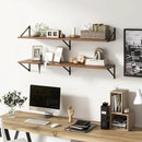 Floating Shelves 48 Inch Long, 10" Deep Floating Shelves, Walnut Wall Shelves 48 x 10, Set of 2, Wide Large Display Storage Shelves for Bathroom, Living Room, Rustic Wood Shelves with Brackets by CozyNest Decor