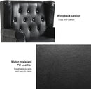 Accent Chair, Upholstered Armchair with Button Tufted High Back & Solid Wood Legs, Comfy Wingback Reading Single Sofa Chair for Small Spaces, Living Room, Bedroom (Leather Black, Set of 1) by CozyNest Decor
