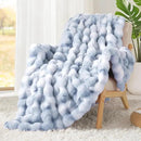 Touchat Luxury 1000GSM Rabbit Faux Fur Blanket, Super Heavy Warm Cozy Brown Blankets for Couch Bed Sofa, Ruched Plush Fuzzy Elegant Soft Reversible Mink Blanket Living Room Bedroom, 90" x 90" by CozyNest Decor