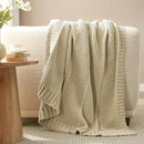 Amélie Home Chenille Knit Throw Blanket for Couch, Chevron Texture Decorative Soft Blanket for Sofa, Bed & Chair, 60"x80", Beige by CozyNest Decor