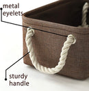 TheWarmHome Small Fabric Canvas Storage Bin with Cotton Rope Handles - Foldable Empty Basket for Gift (Brown-1 Pack,11.8L7.9W5.2H inch) by TinyTreasures Baby Boutique