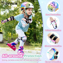 Vvinca Kids Toddlers Bike Helmet Adjustable for Ages 3-5-8 Years, Knee Pads and Elbow Pads Set Wrist Guard Sports Protective Gear Set for Roller Skate Bicycle Skateboard Scooter Girl Boy Birthday Gift by TinyTreasures Baby Boutique