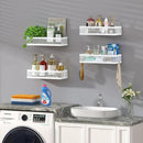 PUSDON Hanging Storage Baskets Organizer Wall Mount, Metal Wire Storage Bin Rack for Kitchen Bathroom Shower Spice Shelf Home Decor Essentials White-2 Packs (Netting) by CozyNest Decor
