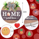Interchangeable Welcome Sign for Front Door with 14 Changeable Icons, Farmhouse Front Porch Decor Rustic Wooden Wall Sign with 12 LED Lights, Outdoor Seasonal Welcome Home Decorations (Wood home1) by CozyNest Decor