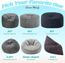 Hobestluk 3 in 1 Bean Bag Chair Giant Bean Bag Chairs for Adults with Ripple Cover Convertible Bean Bag Floor Cushion with Machine Washable Cover for Living Room (Ripple Dark Grey) by CozyNest Decor