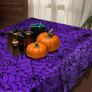 2Pcs Halloween Tablecloths, Black Lace & Purple Lined Rectangular Table Cloth, Spider Web Table Cover for Scary Halloween Decorations Indoor, 54 x 72 Inch by CozyNest Decor