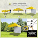 CROWN SHADES 8x8 Pop Up Canopy with 1 Side Wall - Beach Tent with One Push Setup - Outdoor Sun Shade for Events, Parties, Camping - Gazebo with STO-N-Go Cover Bag (Yellow) by GreenHaven Gardens