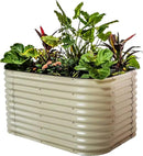 Vego garden 32" Extra Tall Raised Garden Bed Kits, 6 in 1 Modular Raised Planter Box for Vegetables Flowers Fruits Oval Metal Raised Garden Bed- Pearl White by GreenHaven Gardens
