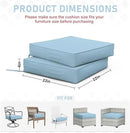 Patio Chair Cushions 22 X 22 X 4 Inch Waterproof Outdoor Seat Cushions for Patio Furniture, Outdoor Sofa Couch Pads with Ties & Handle, Set of 2, Light Blue