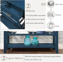 Solid Wood Console Table Entryway Table with Storage Drawers and Shelves Sofa Table for Entry Hallway Foyer(42" Navy Blue) by CozyNest Decor