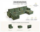 Oversized Modular Sofa Comfy Cloud Couch with Storage, Extra Deep Plush Sectional Sofa Set for Living Room, Covers Washable, Chenille, Olar (Green, 6-Seater with 2 Ottomans, u-Shaped) by CozyNest Decor